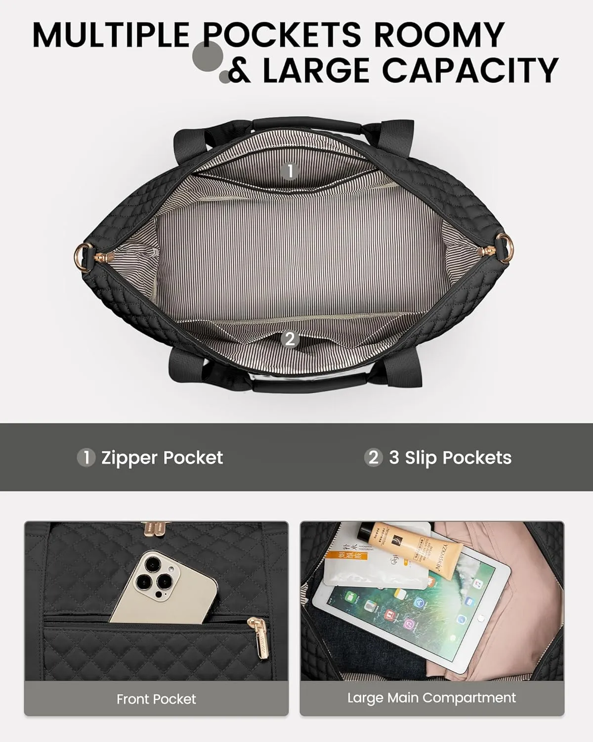 LOVEVOOK Weekender Bags for Women, Travel Duffle Bag with Shoe Compartment, Gym Duffel Bag with Makeup Bag Carry-on Tote Bag for Airplanes Weekend, Hospital Bags for Labor and Delivery