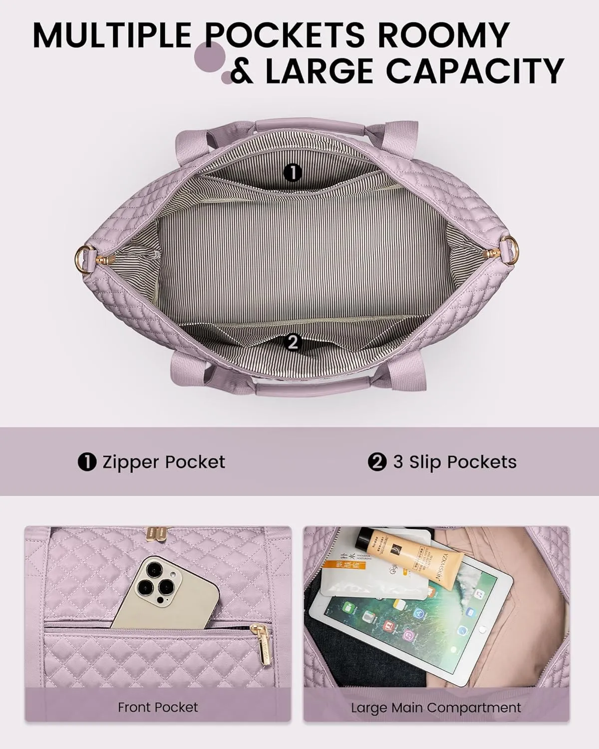 LOVEVOOK Weekender Bags for Women, Travel Duffle Bag with Shoe Compartment, Gym Duffel Bag with Makeup Bag Carry-on Tote Bag for Airplanes Weekend, Hospital Bags for Labor and Delivery