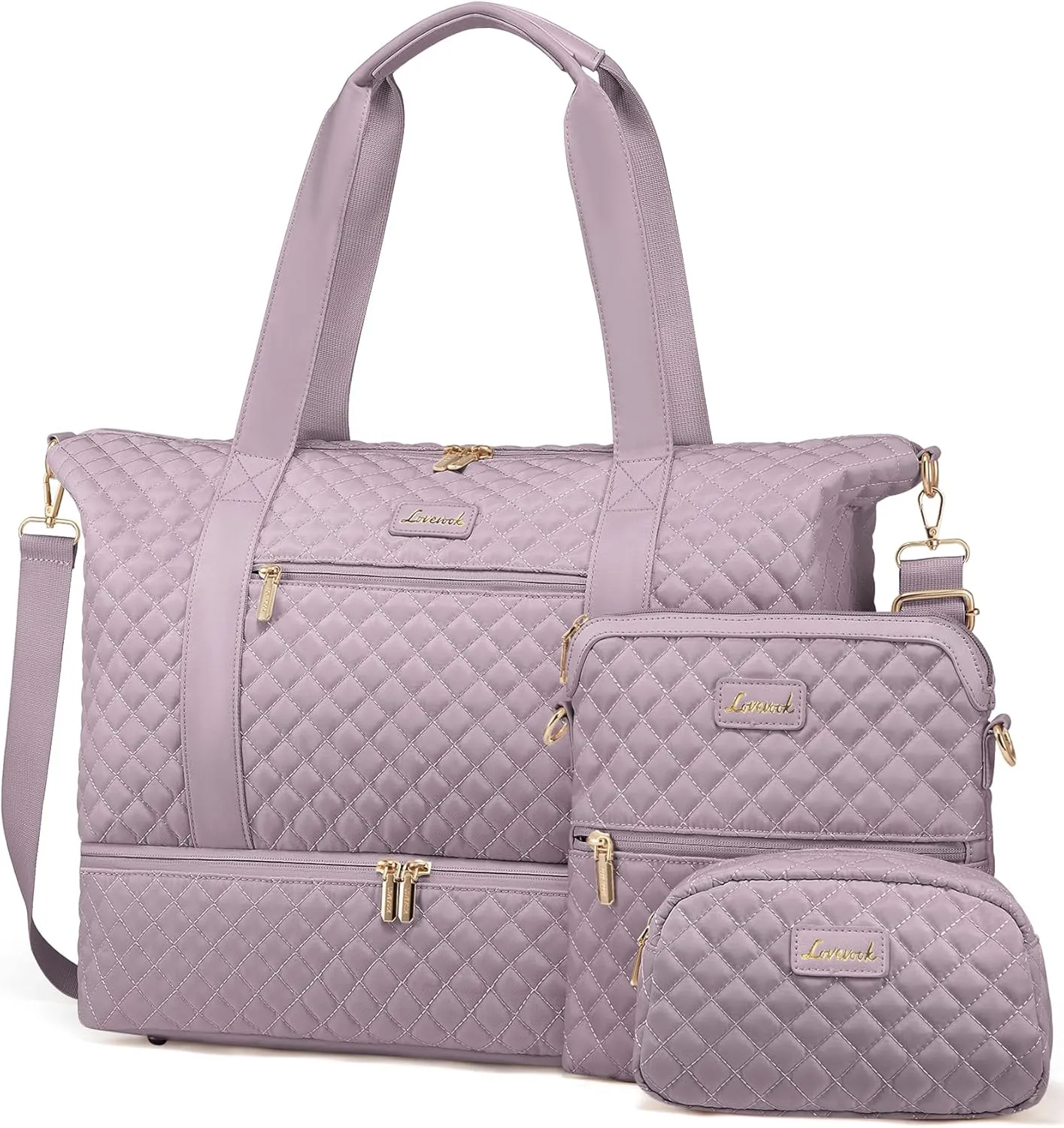 LOVEVOOK Weekender Bags for Women, Travel Duffle Bag with Shoe Compartment, Gym Duffel Bag with Makeup Bag Carry-on Tote Bag for Airplanes Weekend, Hospital Bags for Labor and Delivery