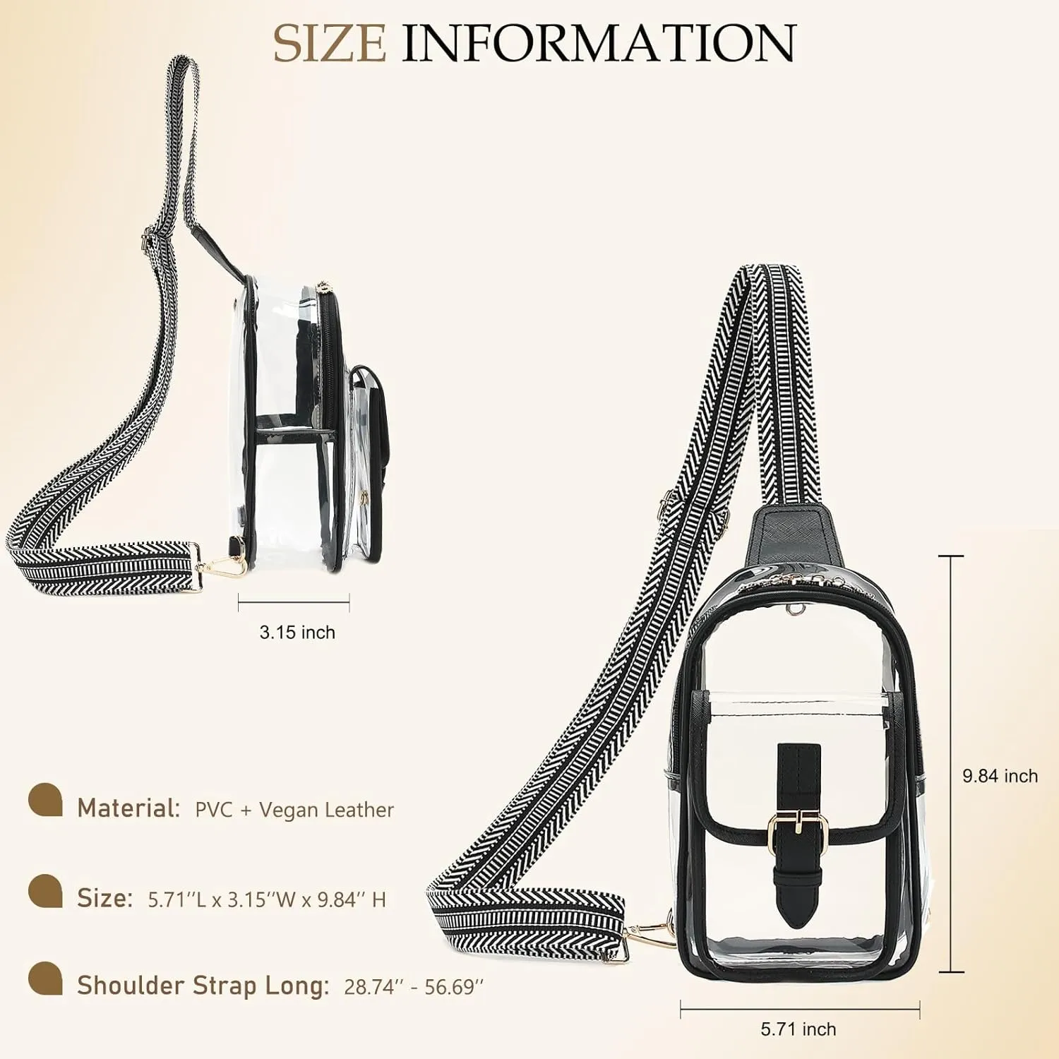 LOXOMU Clear Sling Bag for Stadium Events - Crossbody Purse for Women, Chest Bag Stadium Approved