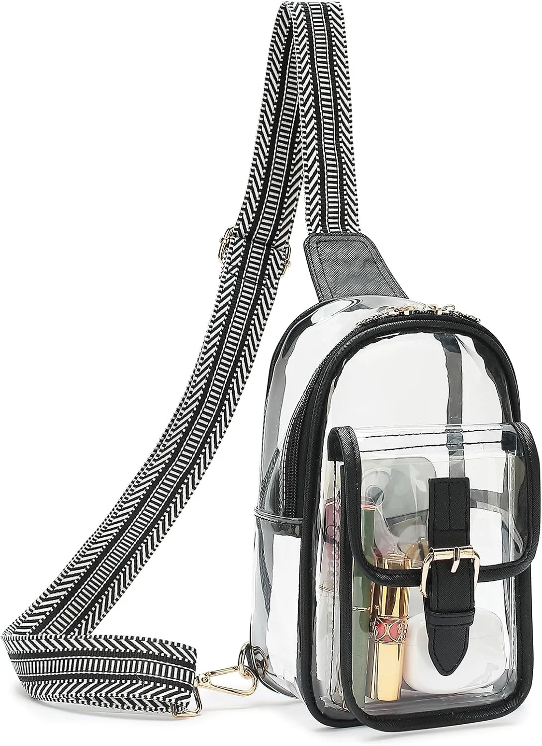 LOXOMU Clear Sling Bag for Stadium Events - Crossbody Purse for Women, Chest Bag Stadium Approved