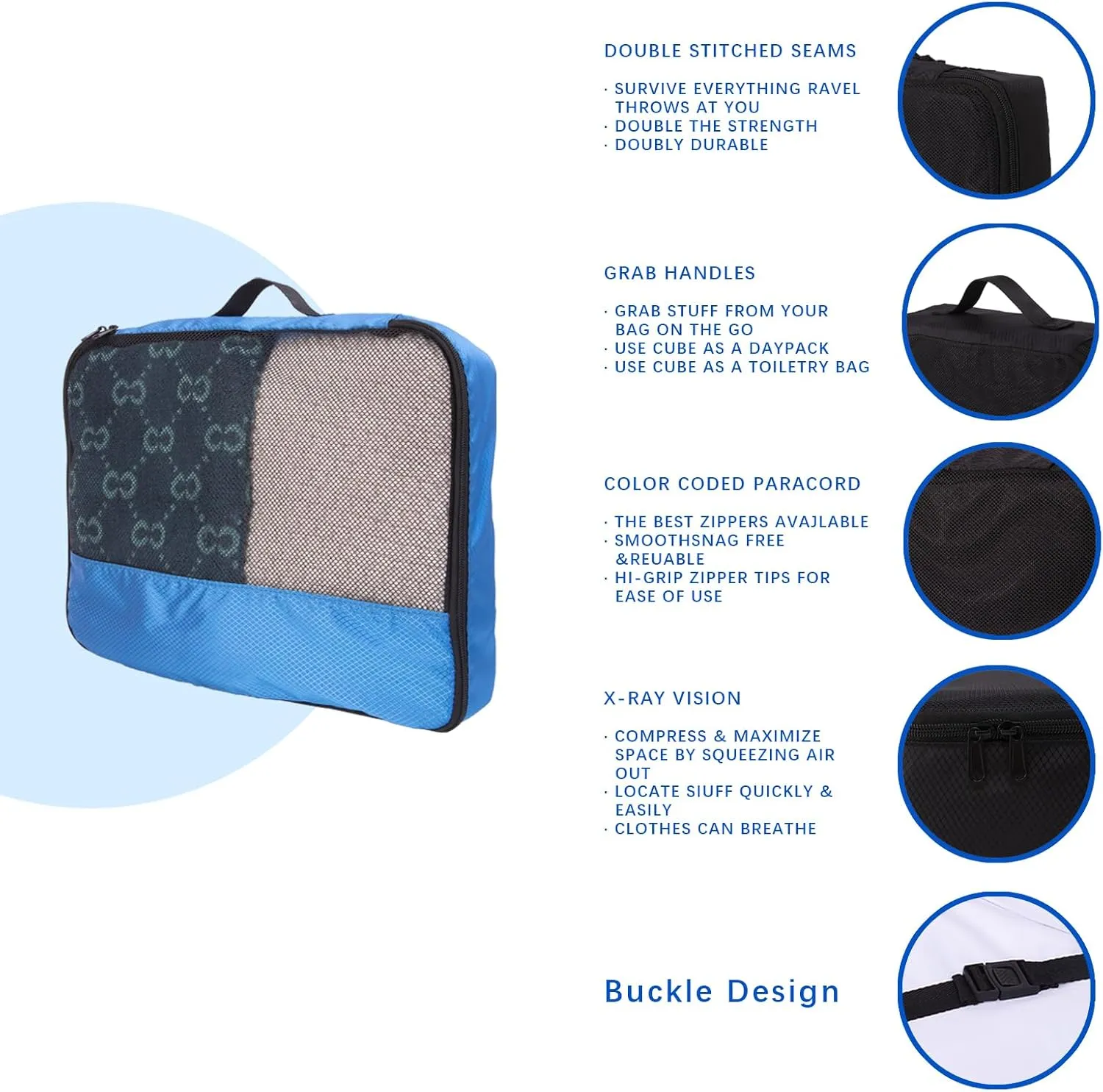 Luggage Organizer Bags - 6 Set Of Packing Cubes For Suitcases - Travel Bags For Clothes Organizer Cubes - Packing Cubes For Travel Luggage Packing Organizers(6 blue)