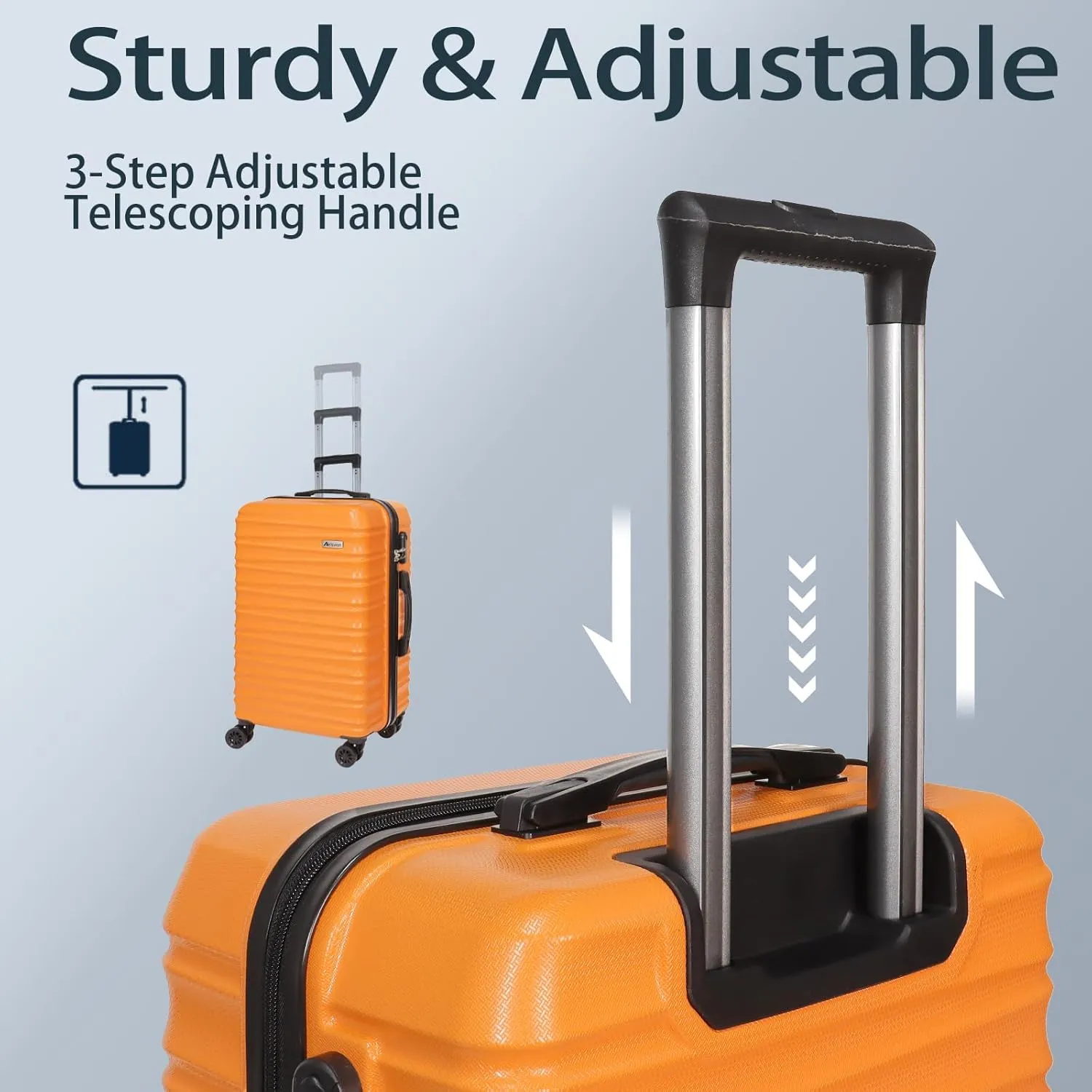 Luggage Set 3 Pieces (20/24/28) -Suitcase Set - Carry on Luggage with Wheels - Check-in Luggage - PC   ABS Durable Suitcase Rotating Silent Wheels Hardside Luggage with Spinner Wheels,5pcs (Orange)