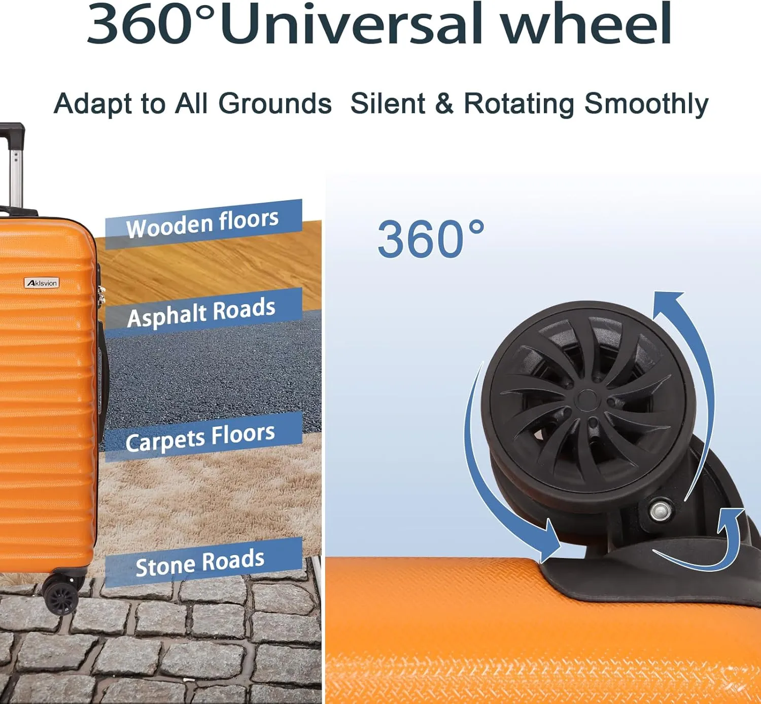 Luggage Set 3 Pieces (20/24/28) -Suitcase Set - Carry on Luggage with Wheels - Check-in Luggage - PC   ABS Durable Suitcase Rotating Silent Wheels Hardside Luggage with Spinner Wheels,5pcs (Orange)