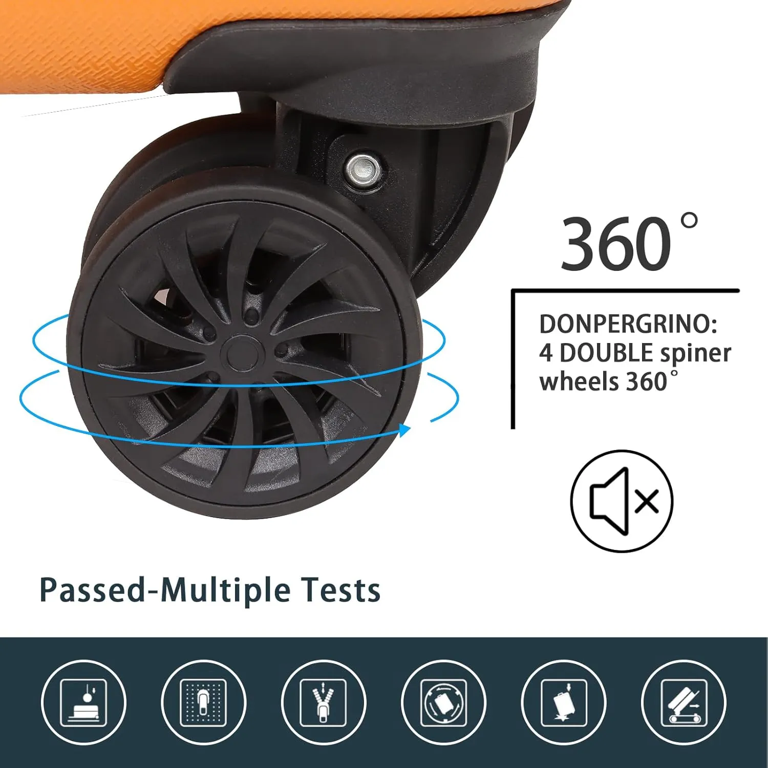 Luggage Set 3 Pieces (20/24/28) -Suitcase Set - Carry on Luggage with Wheels - Check-in Luggage - PC   ABS Durable Suitcase Rotating Silent Wheels Hardside Luggage with Spinner Wheels,5pcs (Orange)