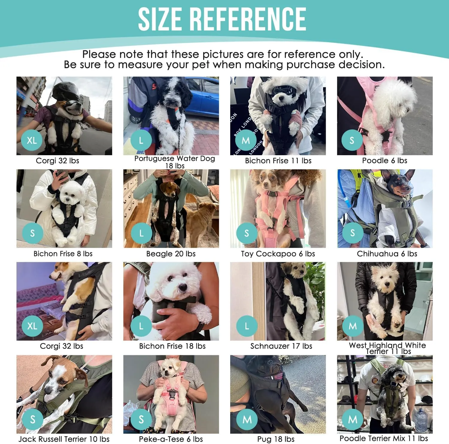 Lukovee Dog Backpack Carrier, Legs Out Easy-fit Dog Front Carrier for Small Medium Dogs, Adjustable Hands Free Dog Chest Carrier for Hiking Cycling (B,Medium)
