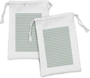 Lunarable Tree Fabric Pouch Set of 2, Abstract Sketchy Drawn Winter Trees Repetition, Small Drawstring Bag for Toiletries Masks and Favors, 9" x 6", Seafoam Multicolor