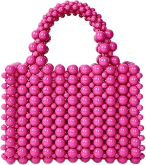Luxury Pearl Purses Shoulder Bag for Women Pearl Bag Handmade Bags Women's Crossbody Beaded Clutch Evening Bag Wedding Party Bridal Party Gifts 18