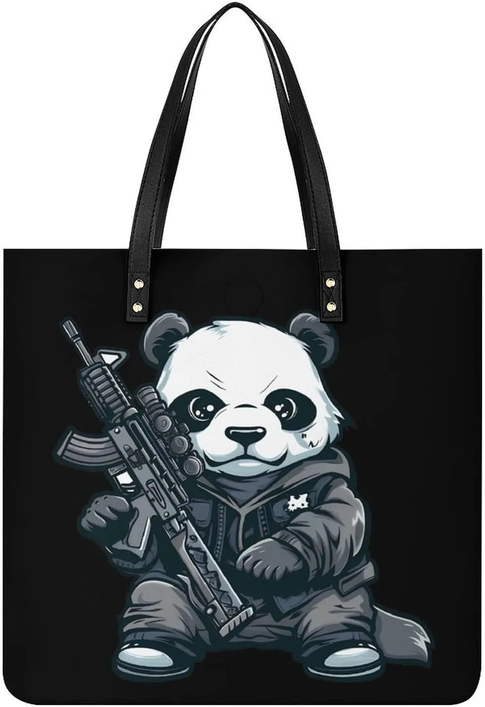 Machine Gun Panda Top Handle Satchel Handbags PU Leather Tote Bags Shoulder Bags for Women