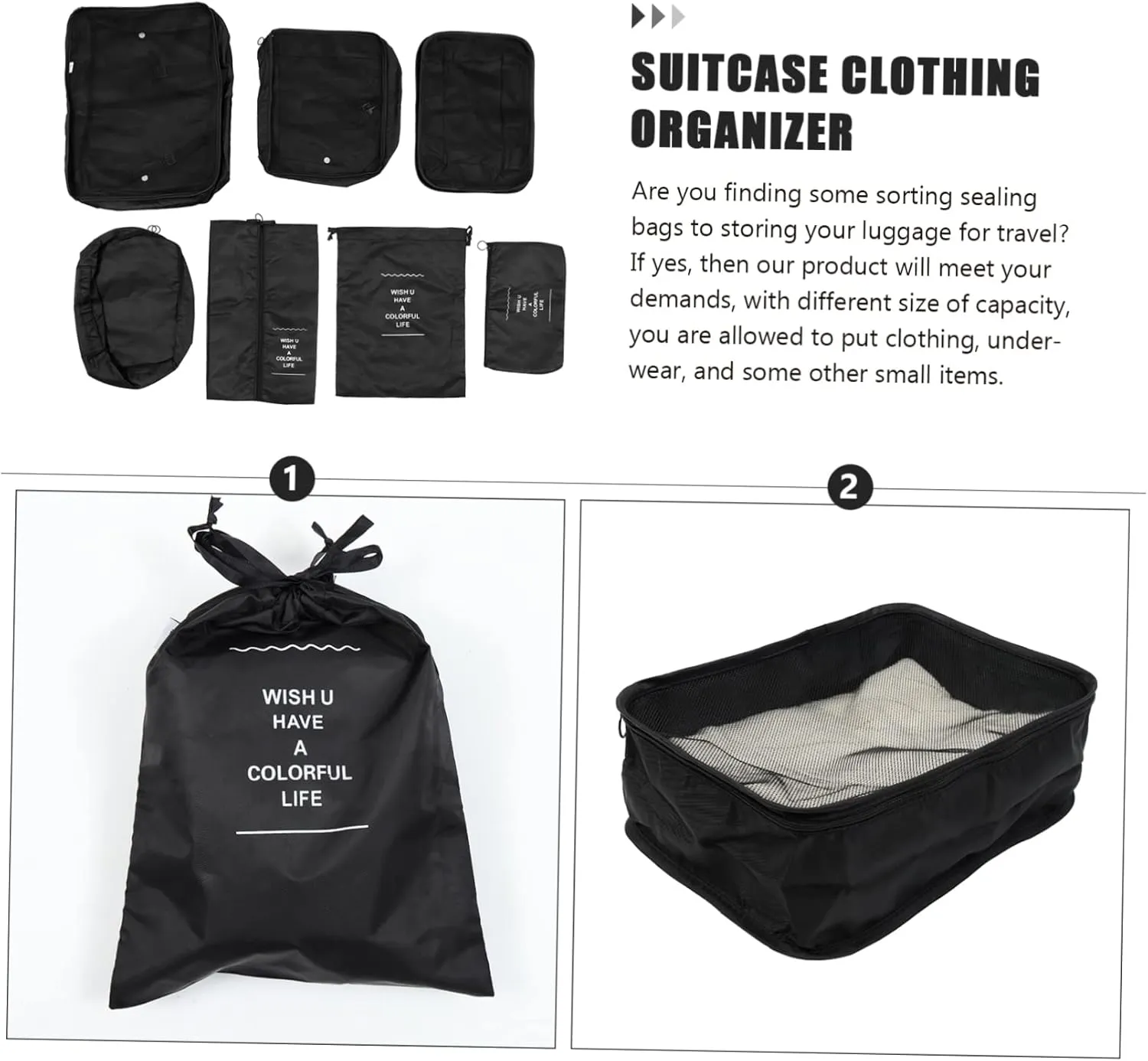MAGICLULU Laundry Bag Storage Bag Set Travel Packing Bag Suitcase Clothing Organizer Space-saving Travel Laundry Bags Sealing Design