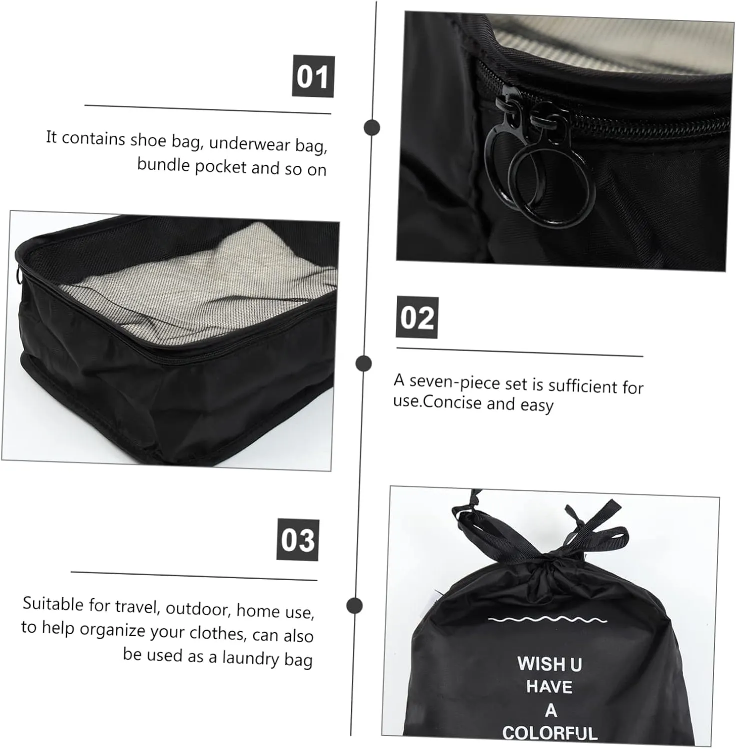 MAGICLULU Laundry Bag Storage Bag Set Travel Packing Bag Suitcase Clothing Organizer Space-saving Travel Laundry Bags Sealing Design