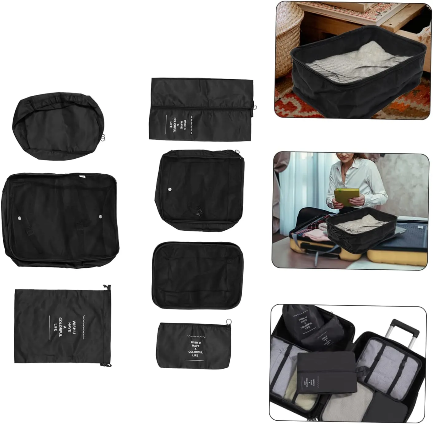MAGICLULU Laundry Bag Storage Bag Set Travel Packing Bag Suitcase Clothing Organizer Space-saving Travel Laundry Bags Sealing Design