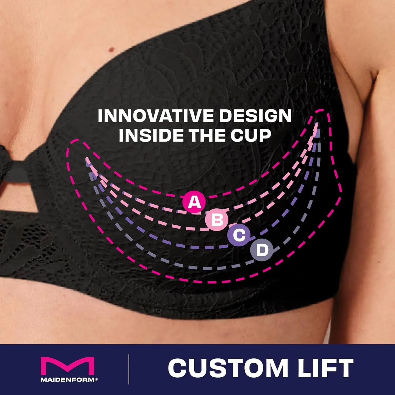 Maidenform Women's Custom Lift, One Fab Fit Underwire, Convertible Straps, Full Coverage Bra