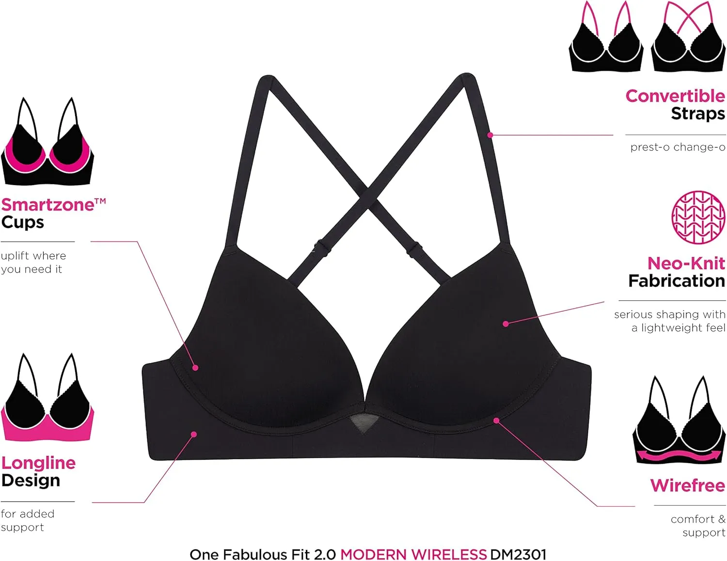 Maidenform Women's One Fab Fit Wireless Demi Bra