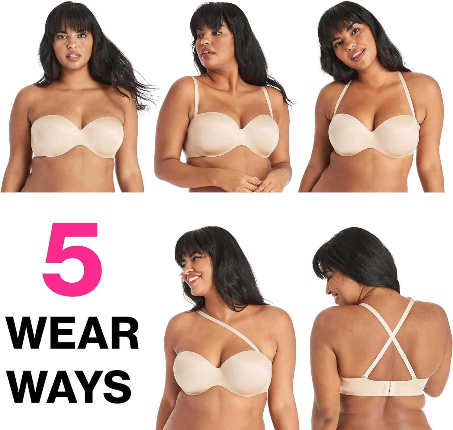 Maidenform Women's Pure Comfort Strapless, Stay-put Wireless, Full-coverage Convertible Bra