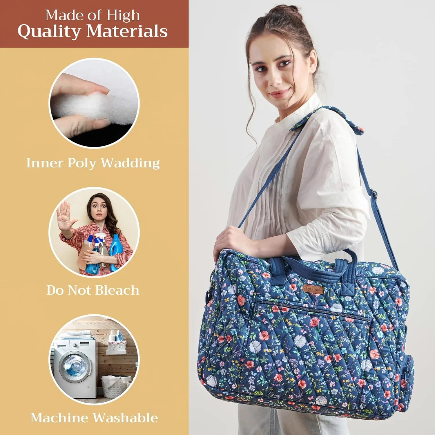 Maison d' Hermine 100% Cotton Handbag | Shoulder Bag | Shoulder Bag for the Beach | Shopping | Travel | Hiking | Women with Zip Pockets