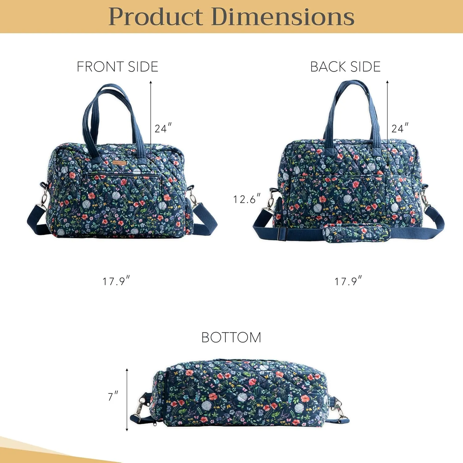 Maison d' Hermine 100% Cotton Handbag | Shoulder Bag | Shoulder Bag for the Beach | Shopping | Travel | Hiking | Women with Zip Pockets