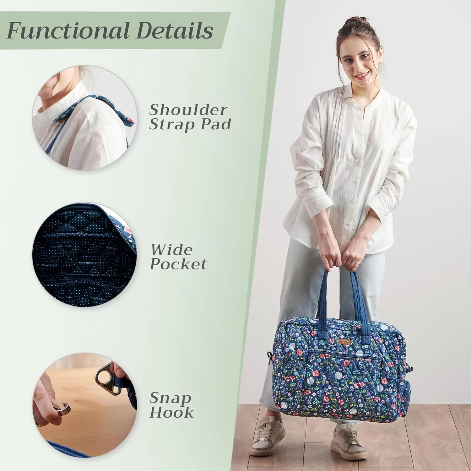 Maison d' Hermine 100% Cotton Handbag | Shoulder Bag | Shoulder Bag for the Beach | Shopping | Travel | Hiking | Women with Zip Pockets