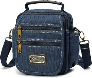 Man Small Canvas Crossbody Phone Purse Bag Mini Messenger Bag Waist Belt Side Bag