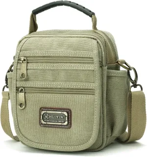 Man Small Canvas Crossbody Phone Purse Bag Mini Messenger Bag Waist Belt Side Bag
