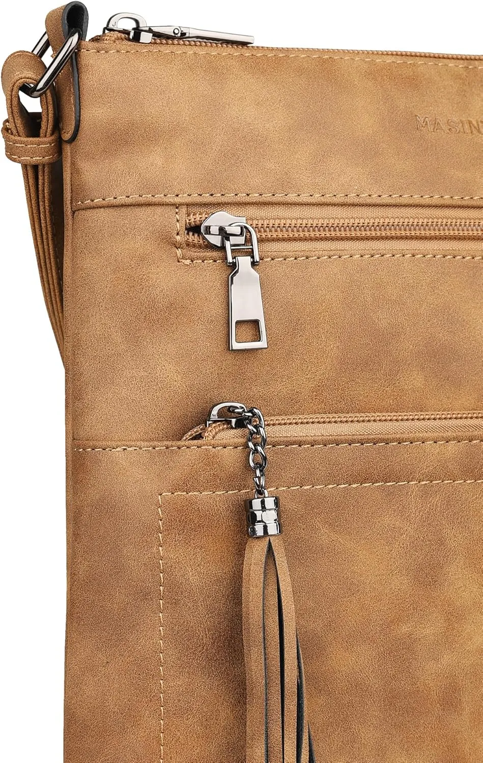 MASINTOR Crossbody Purses for Women, Multi Pocket Casual Crossbody Bag, Adjustable Strap Shoulder Bag with Tassel