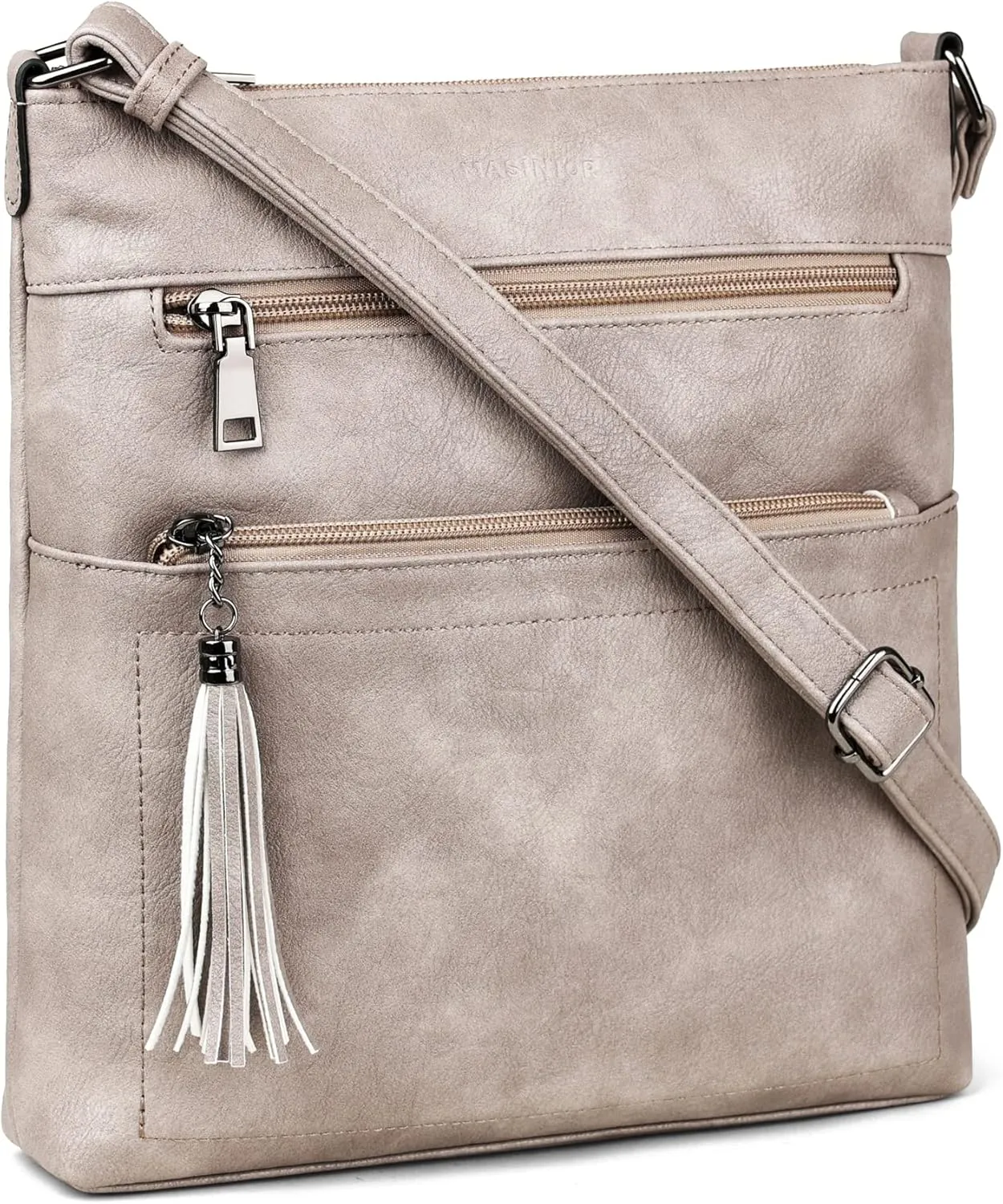 MASINTOR Crossbody Purses for Women, Multi Pocket Casual Crossbody Bag, Adjustable Strap Shoulder Bag with Tassel