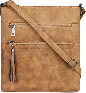 MASINTOR Crossbody Purses for Women, Multi Pocket Casual Crossbody Bag, Adjustable Strap Shoulder Bag with Tassel