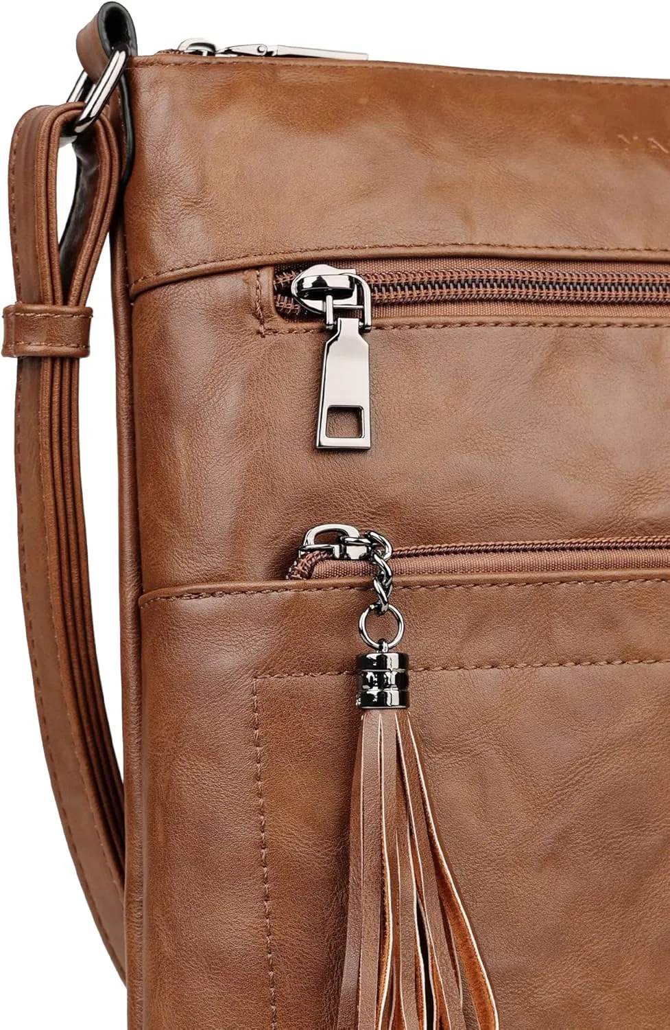 MASINTOR Crossbody Purses for Women, Multi Pocket Casual Crossbody Bag, Adjustable Strap Shoulder Bag with Tassel
