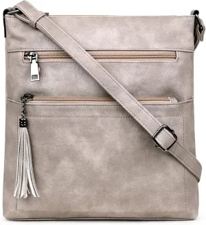 MASINTOR Crossbody Purses for Women, Multi Pocket Casual Crossbody Bag, Adjustable Strap Shoulder Bag with Tassel
