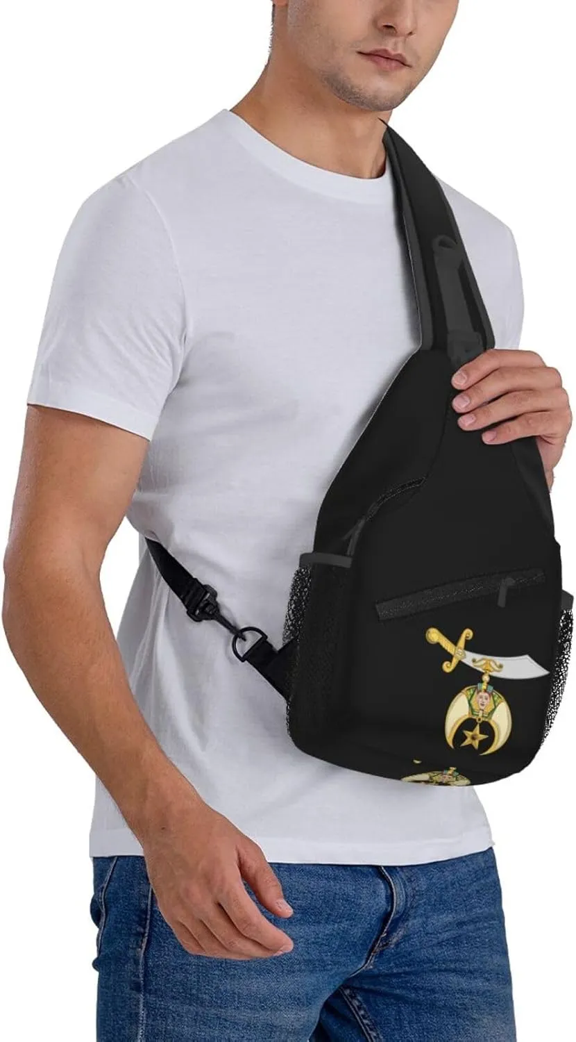 Masonic Shriner Sling Backpack Shoulder Chest Bag For Men Women Hiking Travel Crossbody Daypack