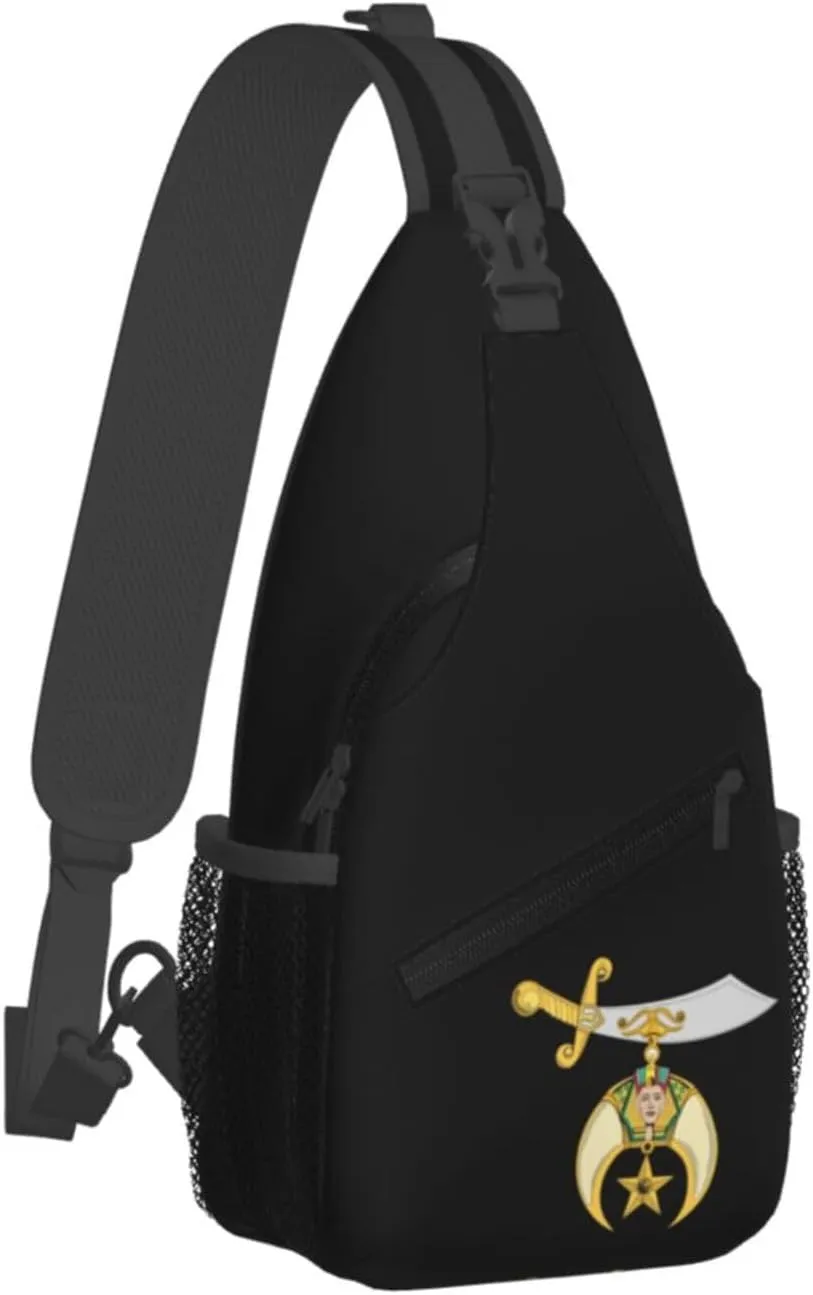 Masonic Shriner Sling Backpack Shoulder Chest Bag For Men Women Hiking Travel Crossbody Daypack