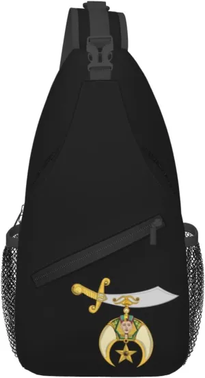 Masonic Shriner Sling Backpack Shoulder Chest Bag For Men Women Hiking Travel Crossbody Daypack