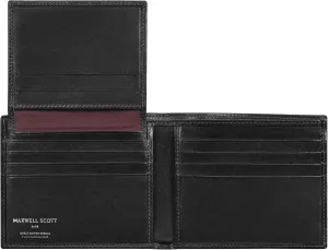 Maxwell Scott - Personalized Mens Luxury Leather 2-in-1 Trifold Wallet with Card Holder and ID Window - The Asti Black