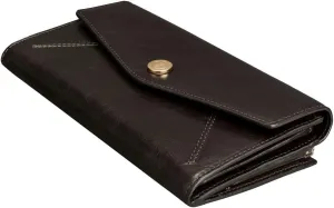Maxwell Scott - Womens Luxury Leather Large Ball Clasp Wallet - Handmade from Premium Italian Hides -The Marcialla Dark Brown