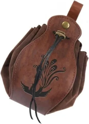Medieval Renaissance Belt Pouch,Renaissance Belt Purse Drawstring Leather Bag, Vintage Leather Pouch Medieval Viking Pouch
