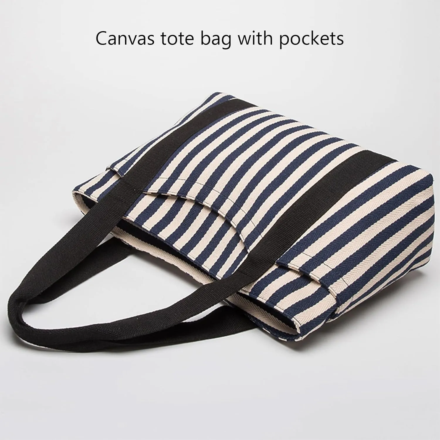 Medium Tote Bag for Women, Canvas Purses Handbags with 7 Pockets & Zippers, Teacher Appreciation Gifts