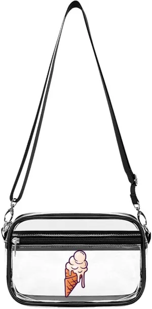 Melting Ice Cream Balls Clear Stadium Crossbody Bag Small Shoulder Purse Adjustable Strap Handbag for Women Men
