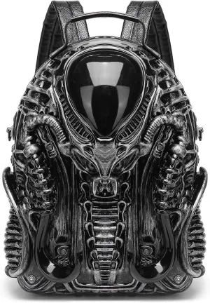 Men 3D Xenomorph Shaped Backpack Y2K Punk Cool Predalien Handbag Women PVC Unique Novelty Alien Purse