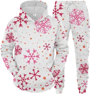 Men's Athletic Hoodie Tracksuit Funny Christmas Tracksuit 2 Piece Funny Reindeer Santa Casual Athletic Jogging Suits
