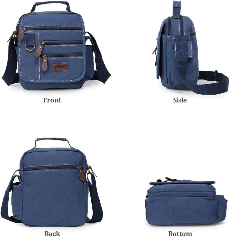 Mens bag Canvas Shoulder Bag Small Messenger Crossbody Bag Work Bag Vintage Multi-function