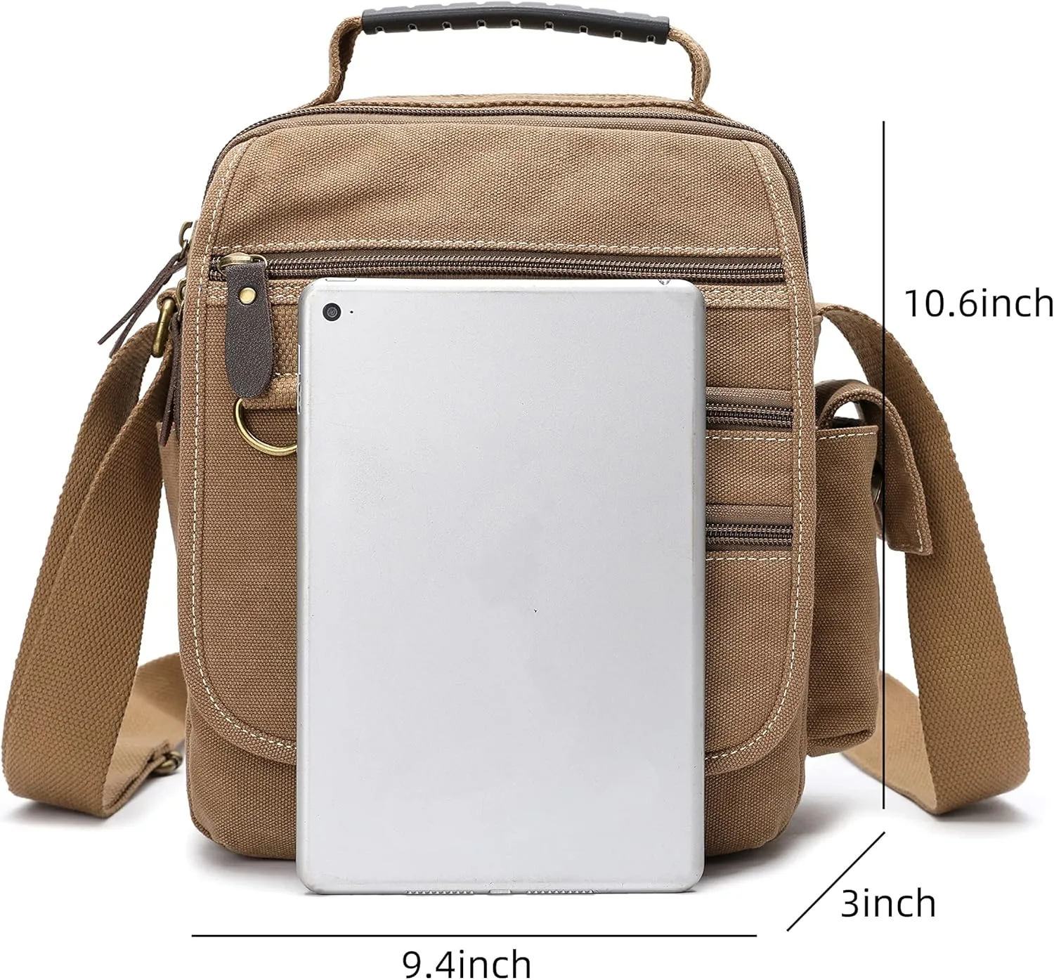 Mens bag Canvas Shoulder Bag Small Messenger Crossbody Bag Work Bag Vintage Multi-function