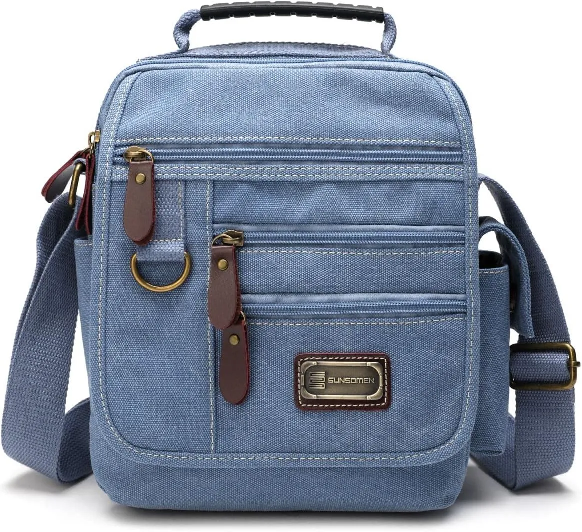 Mens bag Canvas Shoulder Bag Small Messenger Crossbody Bag Work Bag Vintage Multi-function
