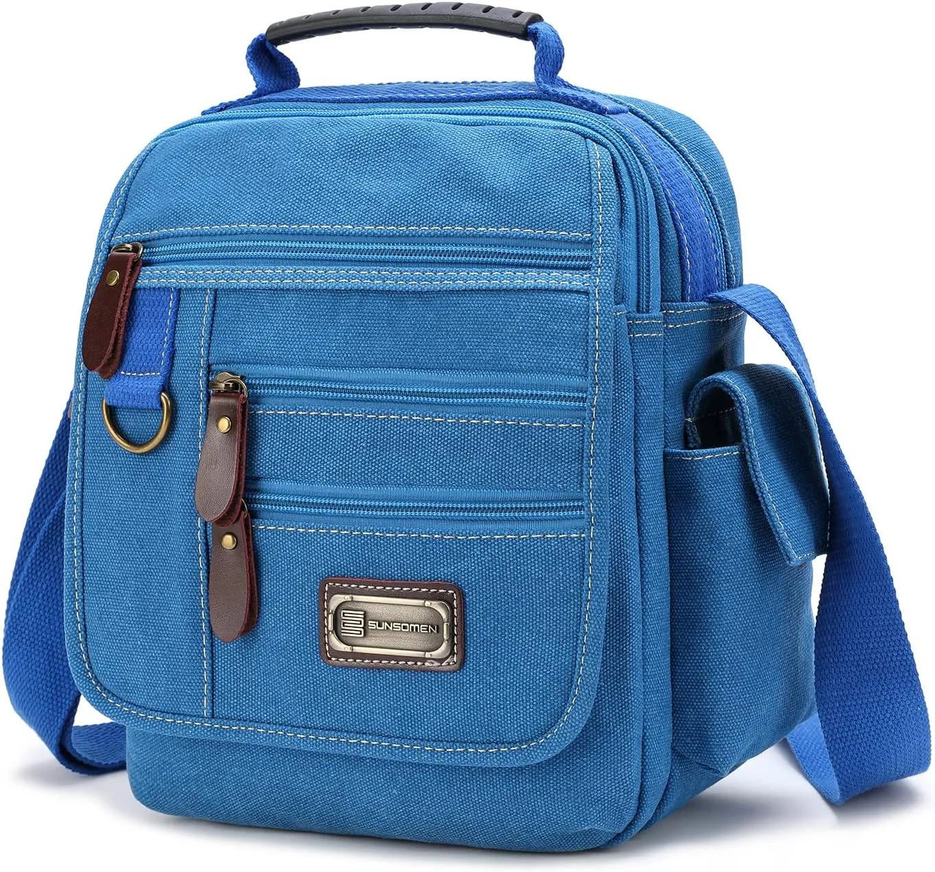 Mens bag Canvas Shoulder Bag Small Messenger Crossbody Bag Work Bag Vintage Multi-function