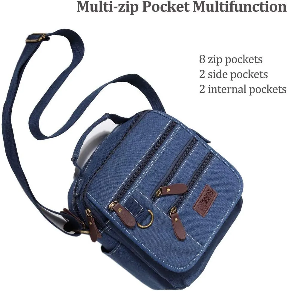 Mens bag Canvas Shoulder Bag Small Messenger Crossbody Bag Work Bag Vintage Multi-function