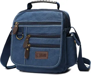 Mens bag Canvas Shoulder Bag Small Messenger Crossbody Bag Work Bag Vintage Multi-function