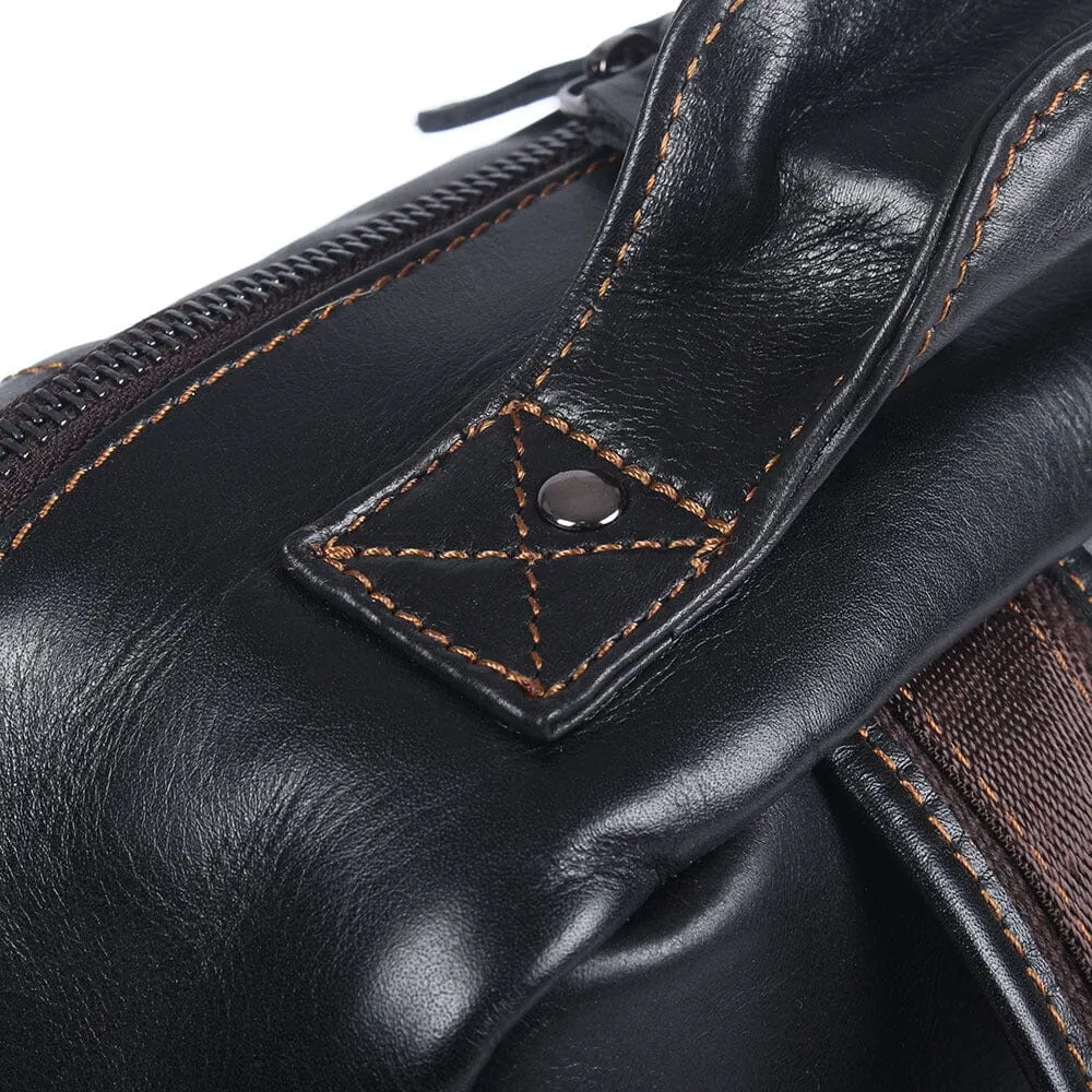 Men's Black Leather Backpack | ISAAC