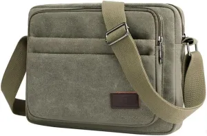 Men's Canvas Postman Bag Vintage Crossbody Canvas Messenger Shoulder Bag Hiking Military Travel Bag