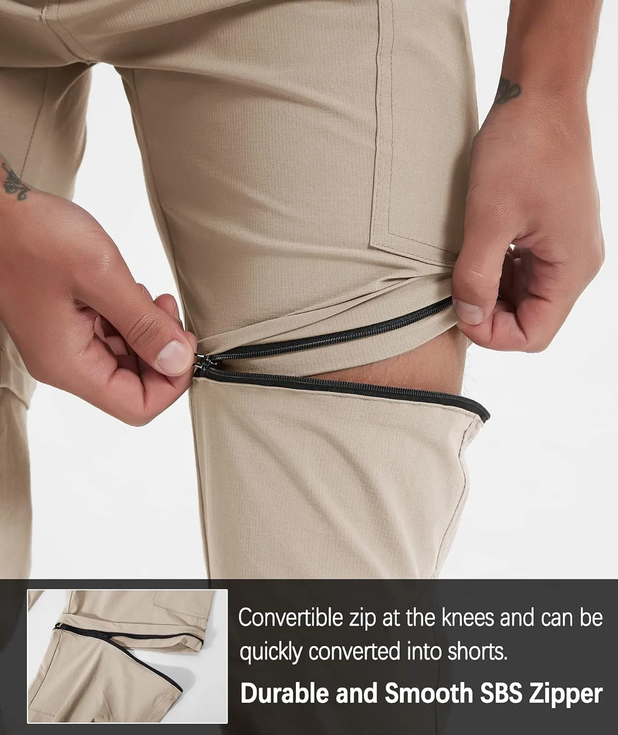 Men's Hiking Pants Convertible Zip Off Lightweight Waterproof Quick Dry Outdoor Fishing Travel Safari Camping