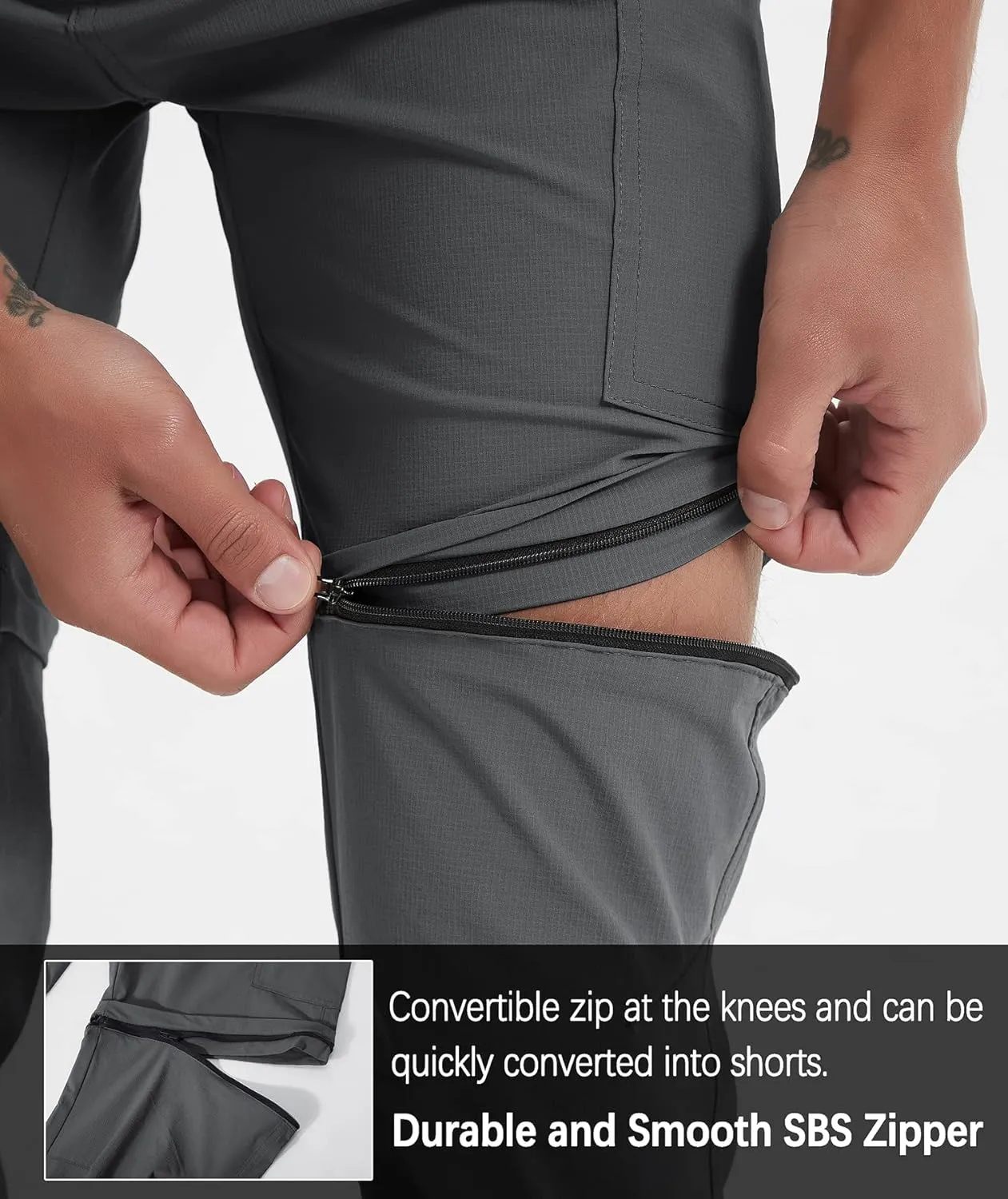 Men's Hiking Pants Convertible Zip Off Lightweight Waterproof Quick Dry Outdoor Fishing Travel Safari Camping