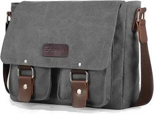 Men's messenger bag Gutim canvas messenger bag - retro cross shoulder bag military backpack (grey)
